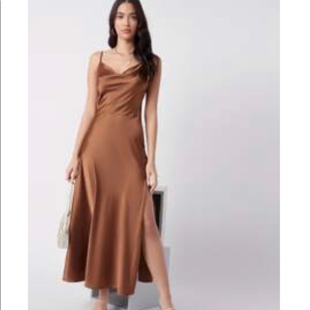 Split thigh satin cami dress